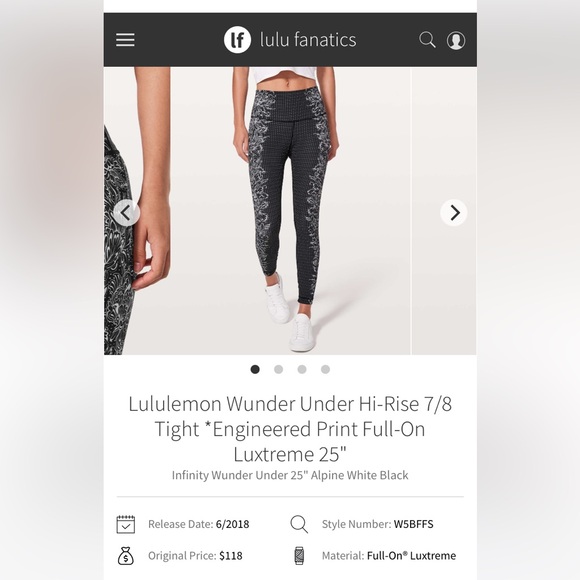 Lululemon Wunder Under Hi-Rise 7/8 Leggings Engineered Print Size 4 - Picture 1 of 7